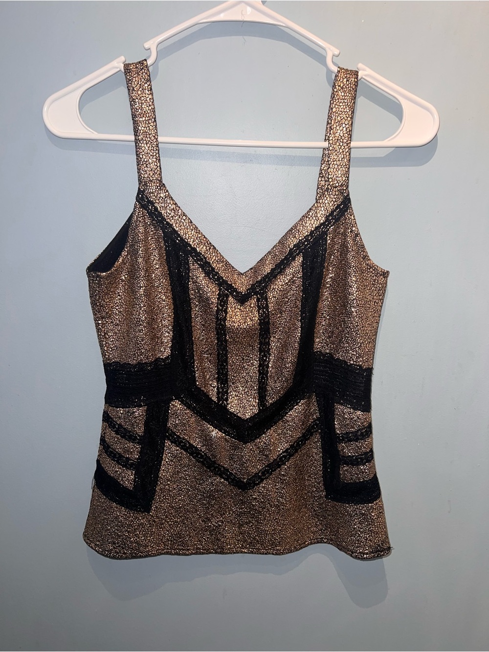 Shimmery/Shiny Black & Gold Top